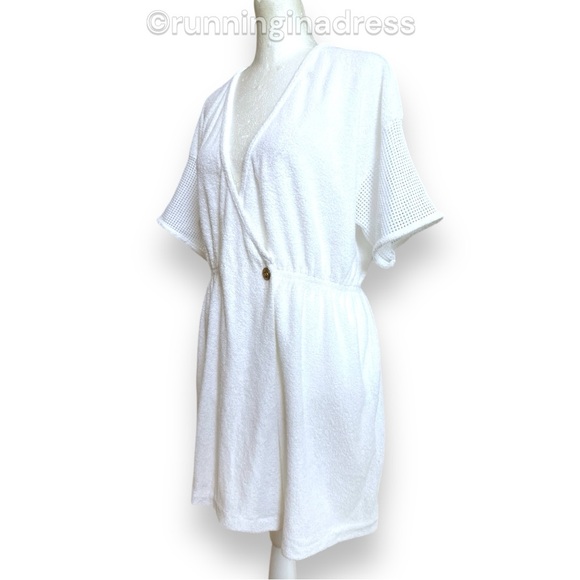 Vintage 80’s  Nautical Terrycloth Wrap Swim Cover Up Robe In White - Picture 2 of 16